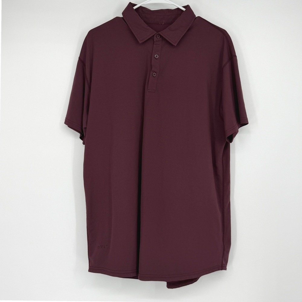 BYLT Premium Basics Men's XL Burgundy Drop Cut Polo Shirt Stretch Longline